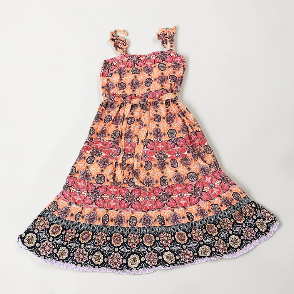 Avenue Maxi Alexia Dress Sweet Sere Boho Floral Tiered Orange Pink Womens 26/28